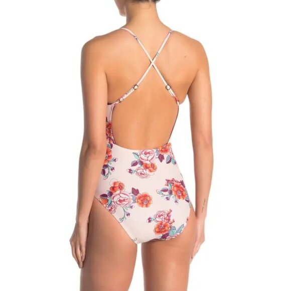 Mossimo Lace-Up Printed One-Piece Swimsuit - Picture 2 of 6